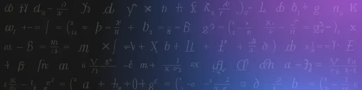 Abstract LaTeX mathematics banner with Greek letter symbols